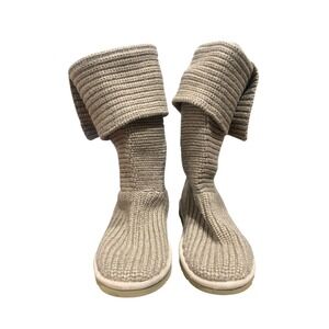 UGG Australia Cardy 5819 light brown/ beige Knit Button Tall Slouch Boots W 9
